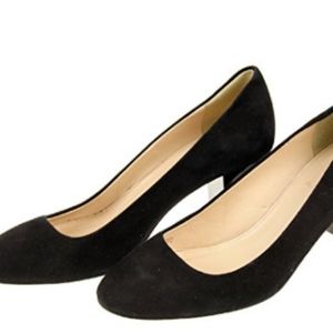 JCrew Lucite heel in black suede
